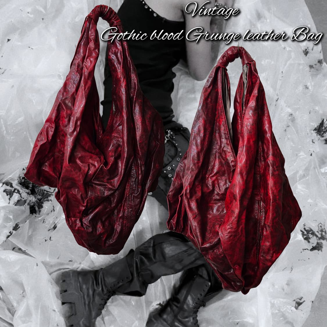 Vintage Gothic blood Grunge leather Bag 상품이미지1