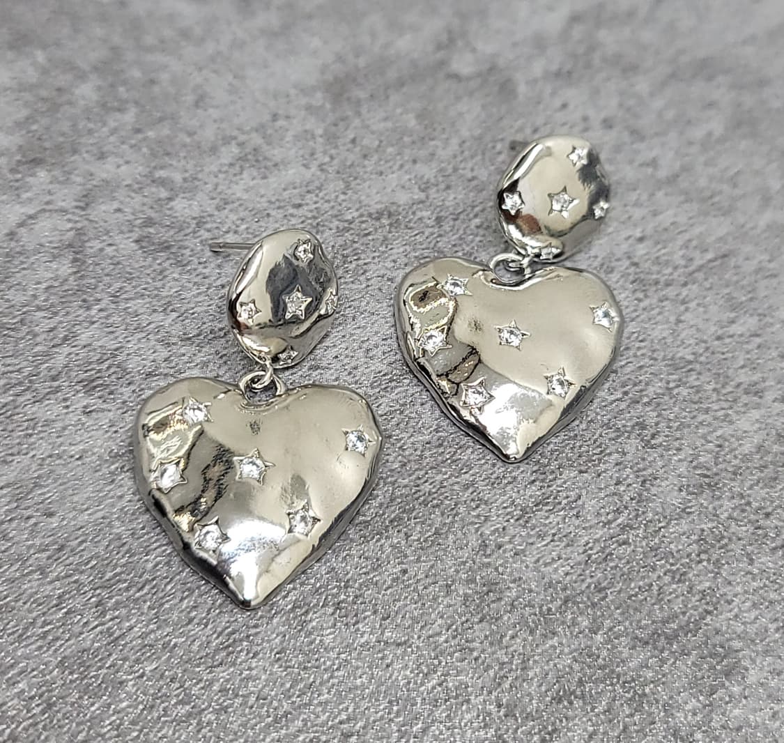 star cubic heart earrings 상품이미지5