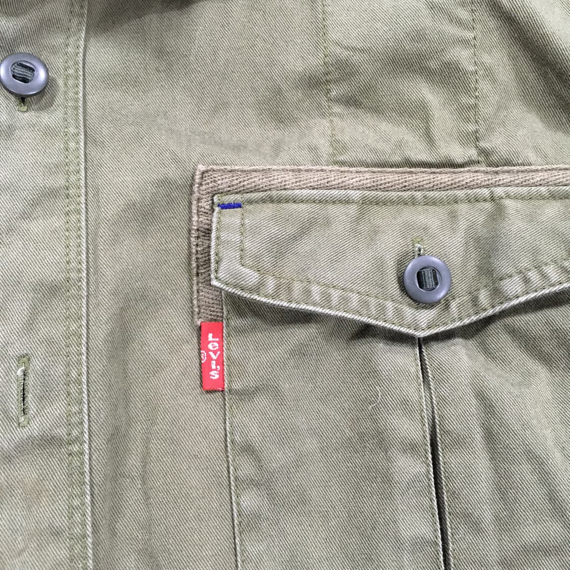 투티/0217 리바이스 오리지널 워크 트러커 셔츠 올리브 카키 빈티지 상품이미지5