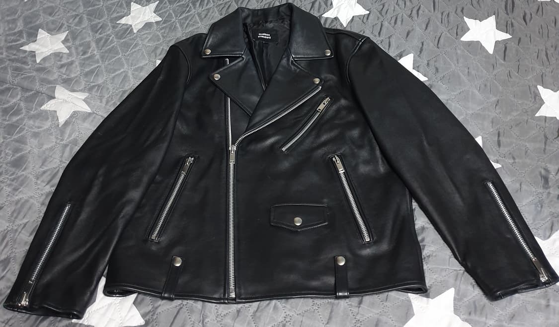 무신사스탠다드 램스킨 오버사이즈 라이더 자켓 블랙 (M) 상품이미지3