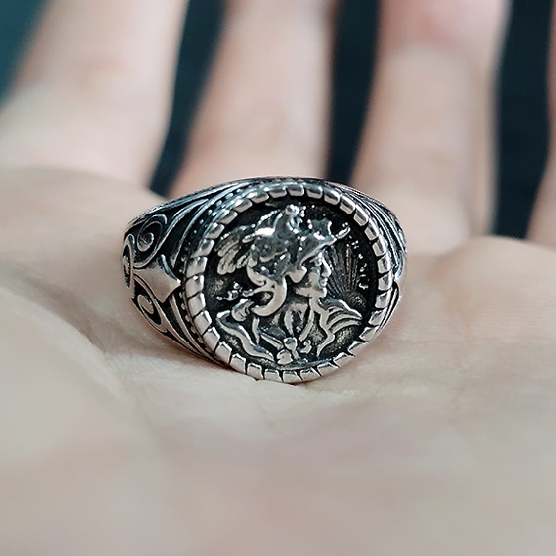 Rometh 실버 남자 엔틱 빈티지 명품 고대 코인 로마 반지 상품이미지6