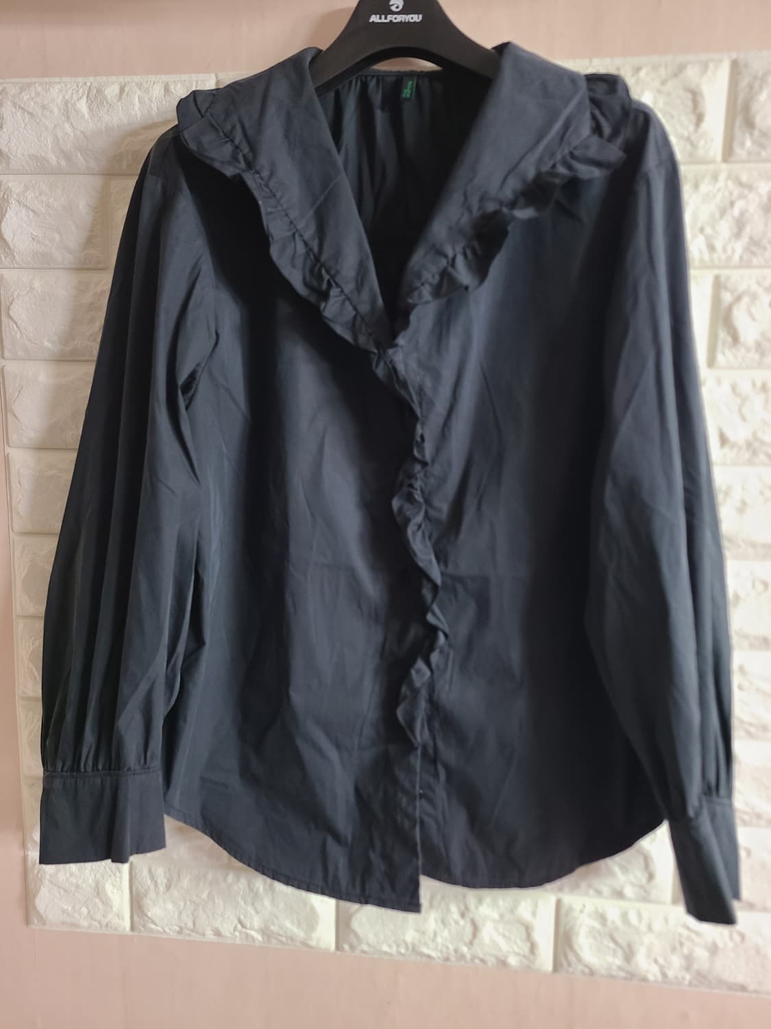 BENETTON 프릴 블라우스 네이비 상품이미지1