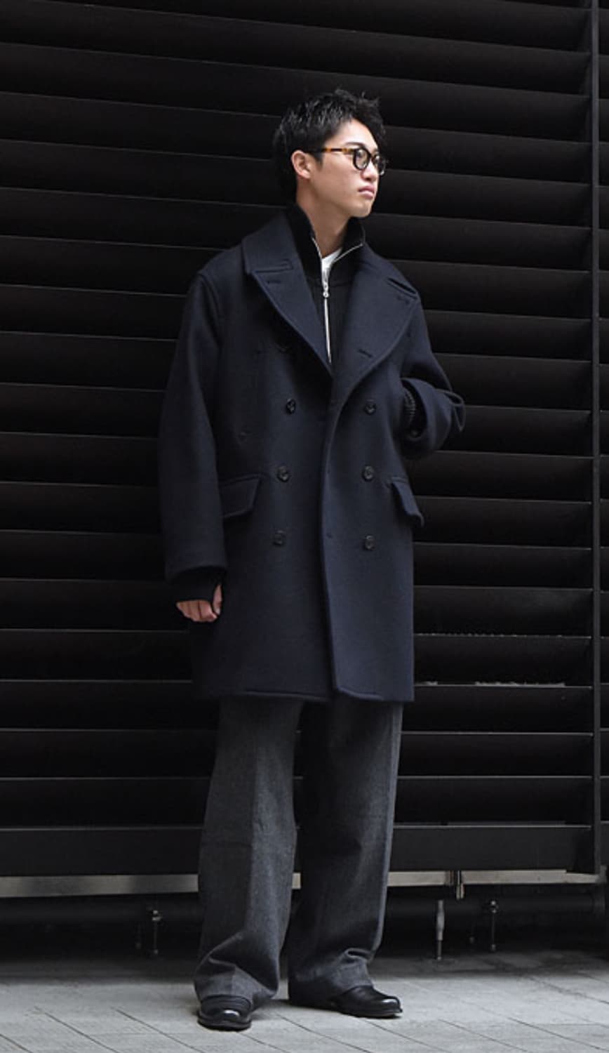  Blurhms 울 멜튼 피코트 다크 네이비 상품이미지10