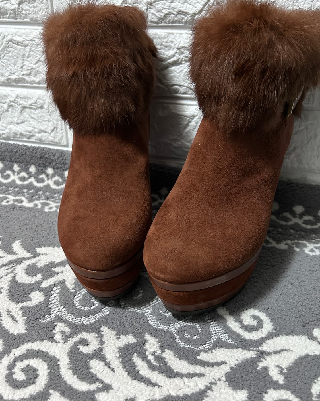 Ash 아쉬 스웨이드 퍼 버클 부츠 브라운 상품이미지2