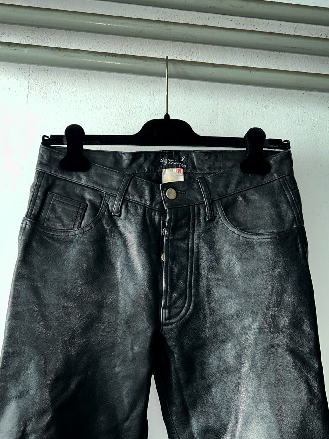 Agnès b.  homme black leather pants 상품이미지3