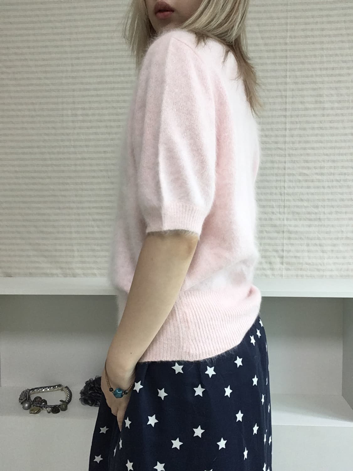 jpn vintage lovely pearl pink half puff  상품이미지2