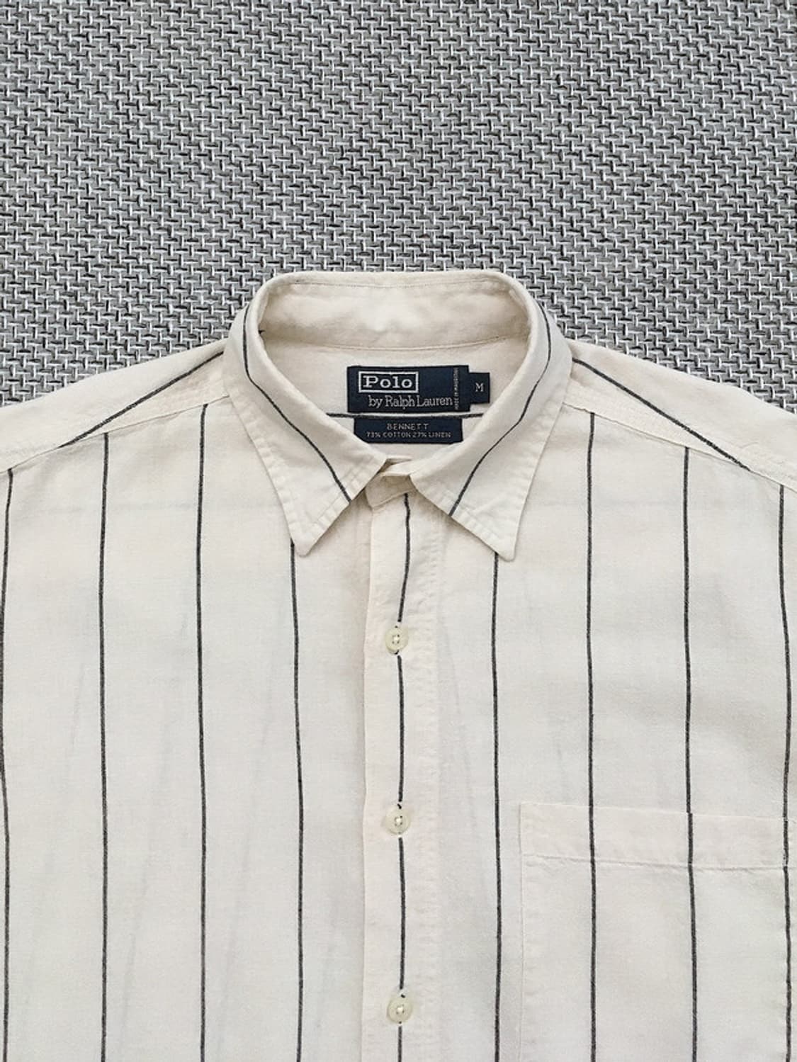 90s linen blended stripe B.U shirts 상품이미지3