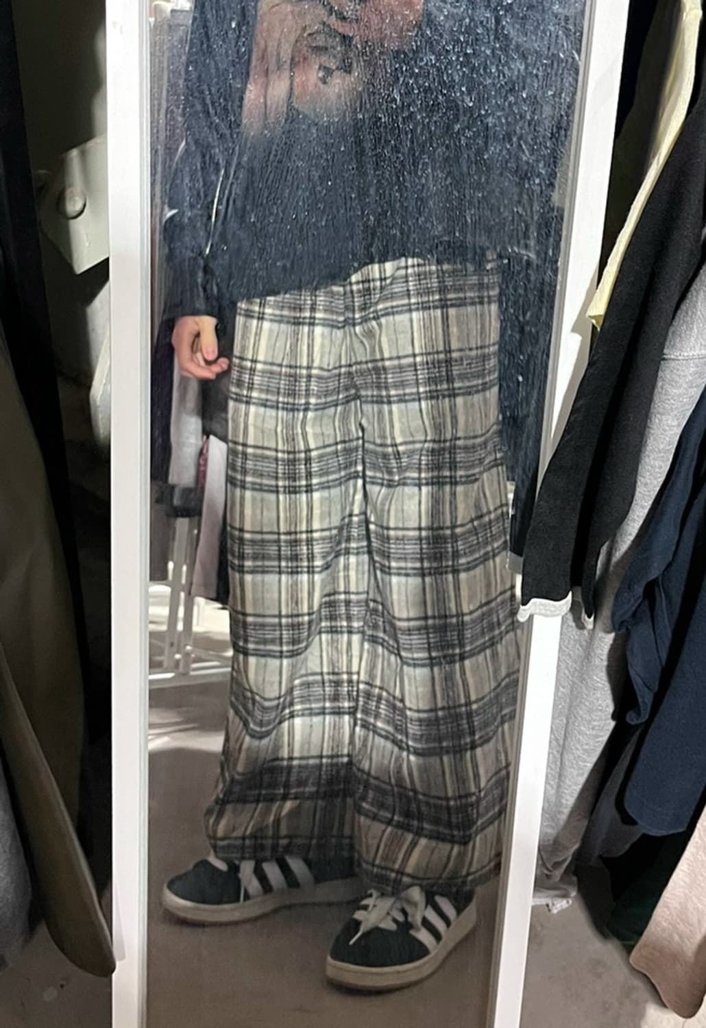 일본 빈티지 체크 와이드 팬츠 L 스트릿핏 상품이미지2