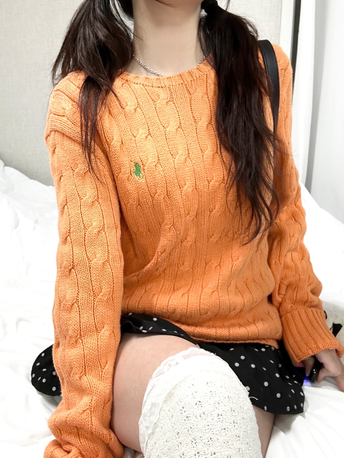 폴로 오렌지 케이블니트 상품이미지1