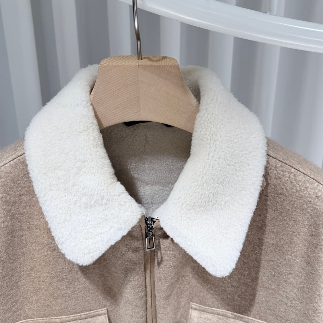 M / 로로피아나 시어링 트리밍 캐시미어 블렌드 셔츠 자켓 상품이미지2