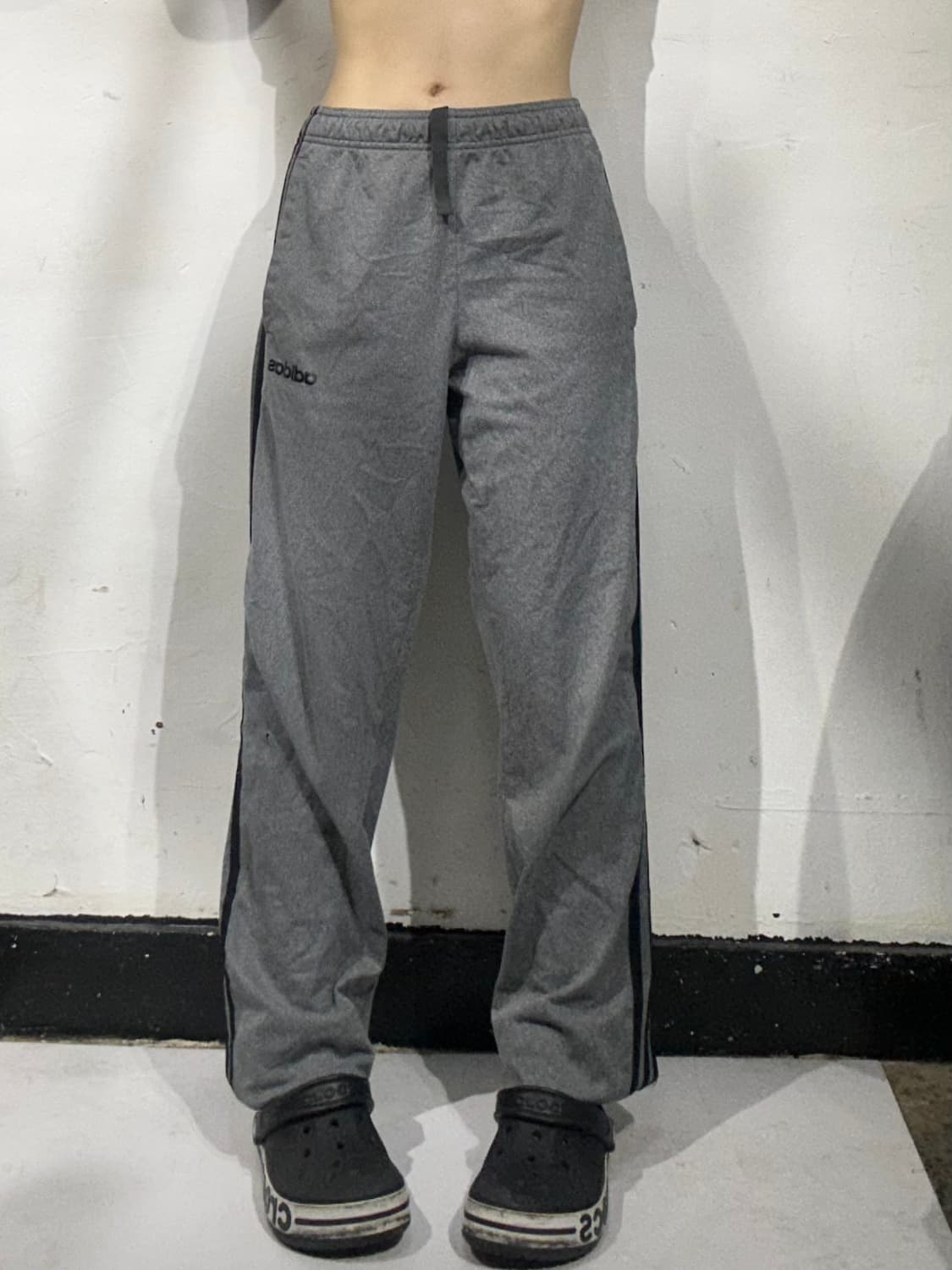 아디다스 그레이 블랙 삼선 와이드 팬츠 S 상품이미지2