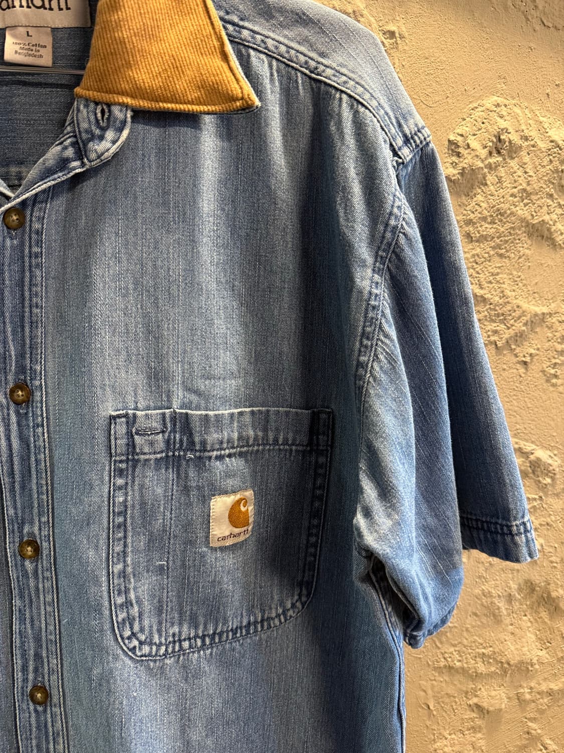 칼하트 Carhartt 데님 워크 셔츠 코듀로이 카라 블루 L 상품이미지3