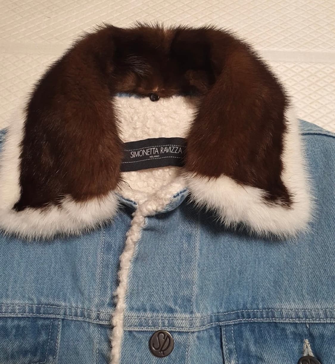 SIMONETTA RAVIZZA 데님 밍크 카라 자켓 상품이미지5