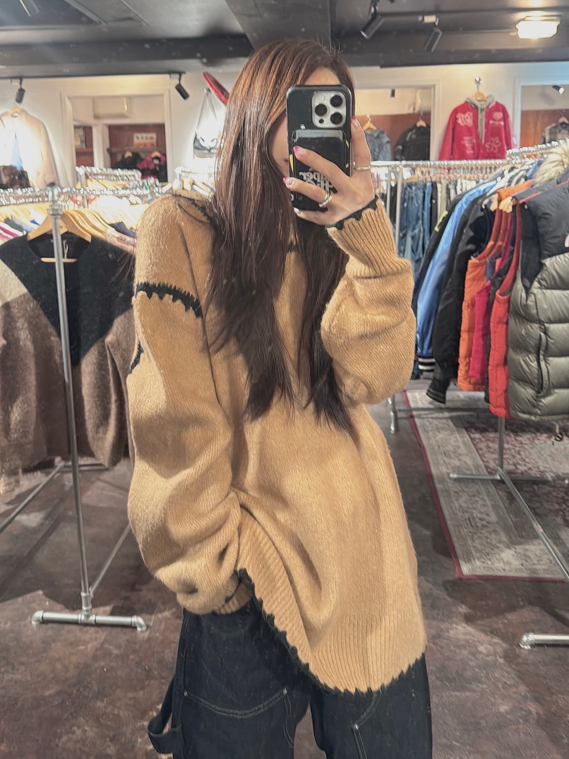 ZARA 자라 오버핏 스티치 배색 니트 S 상품이미지2