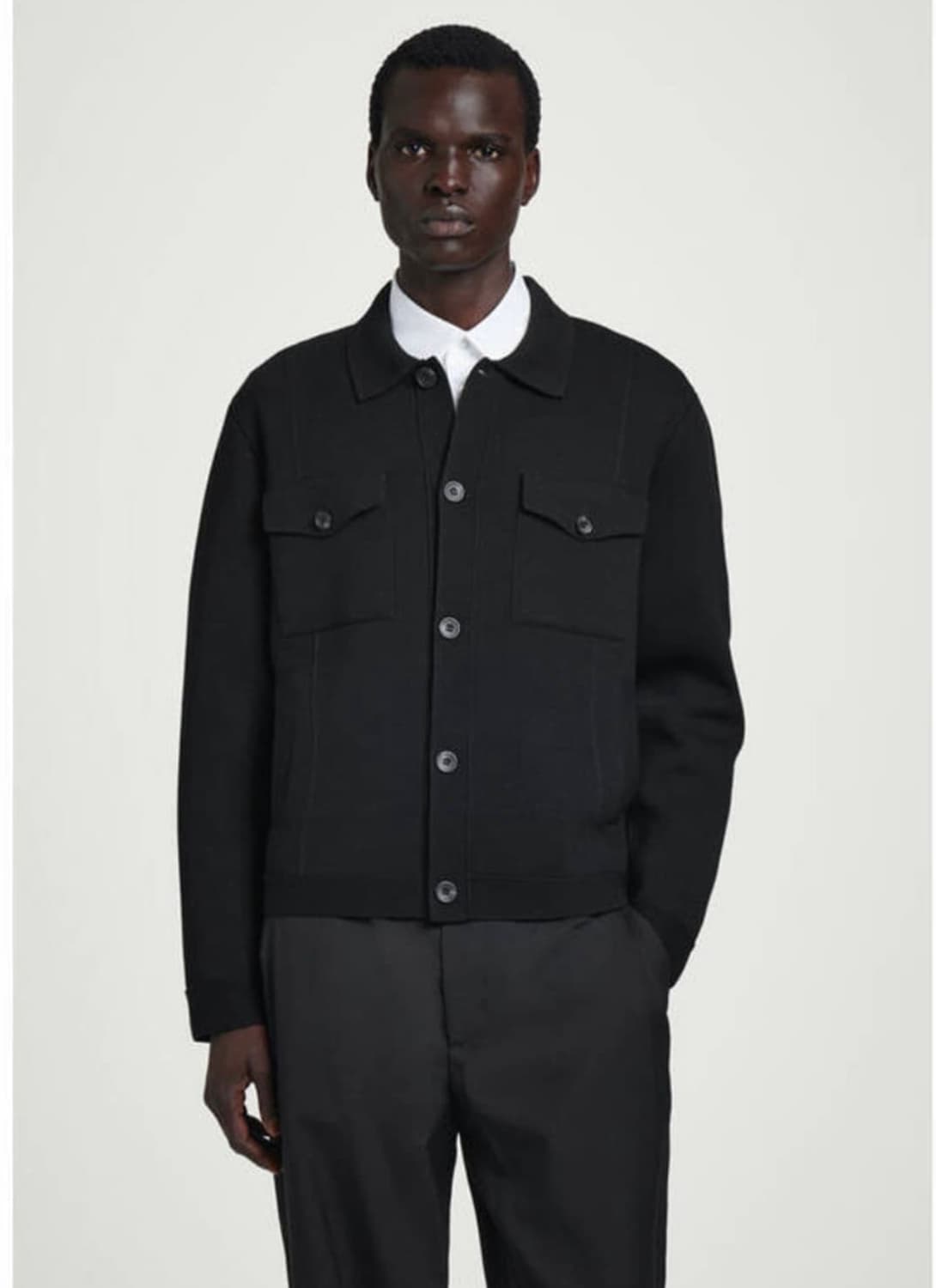 COS 밀라노 니트 울 트러커 자켓 블랙(M, 새상품) 상품이미지3