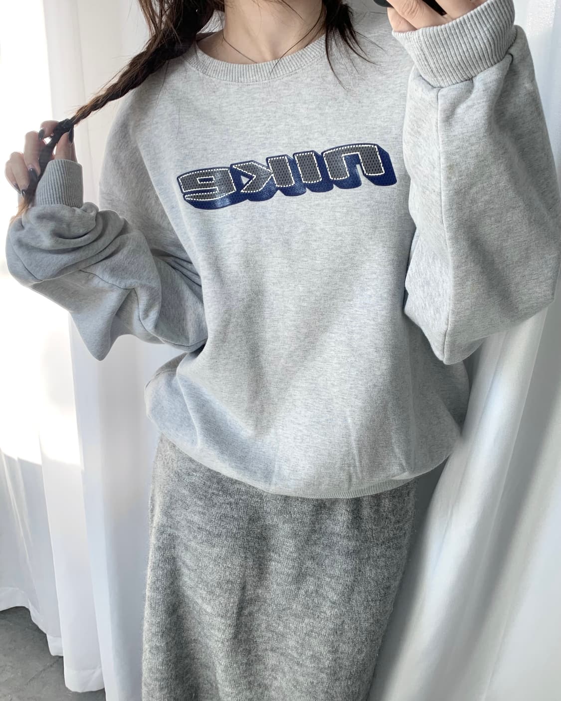 Nike 올드 나이키 레터링로고 그레이컬러 맨투맨 상품이미지1