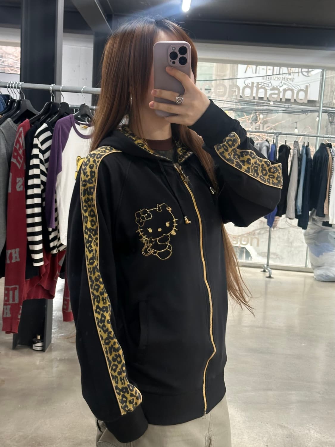 헬로키티 레오파드 갸루 스타 데빌키티 후드집업 상품이미지3