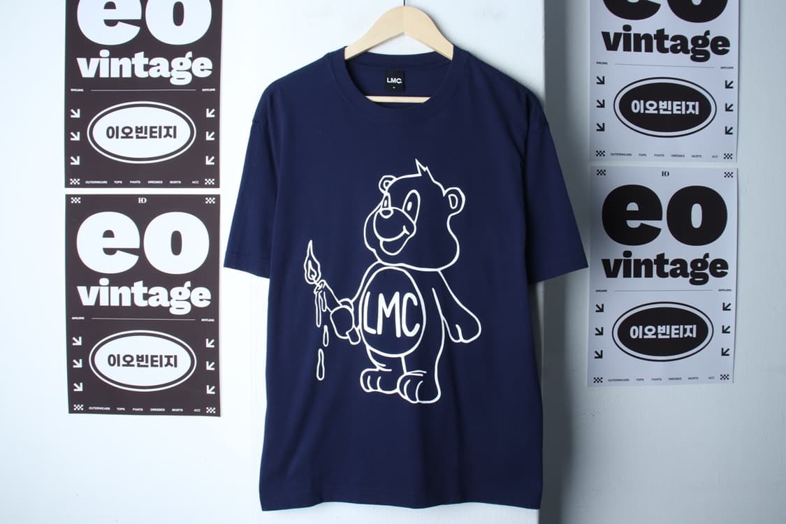(M-XL) 엘엠씨 반팔 티셔츠 곰돌이프린팅 네이비 올드스쿨-H32812 상품이미지2