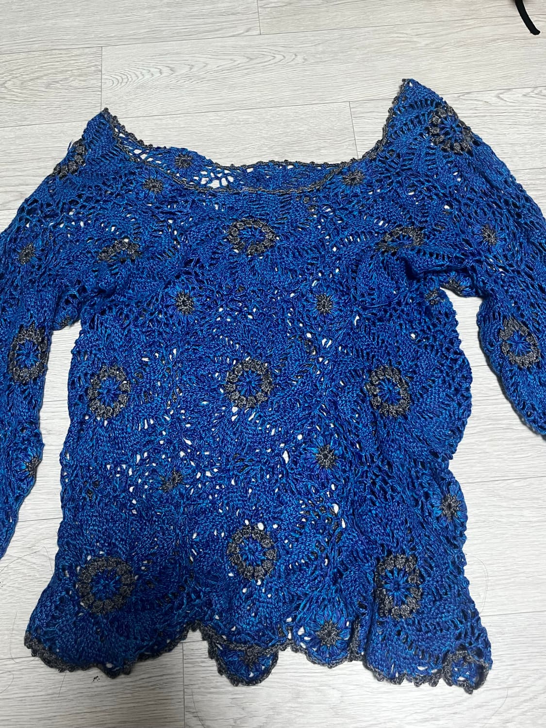 블루 크로셰 뜨개 니트 상품이미지2