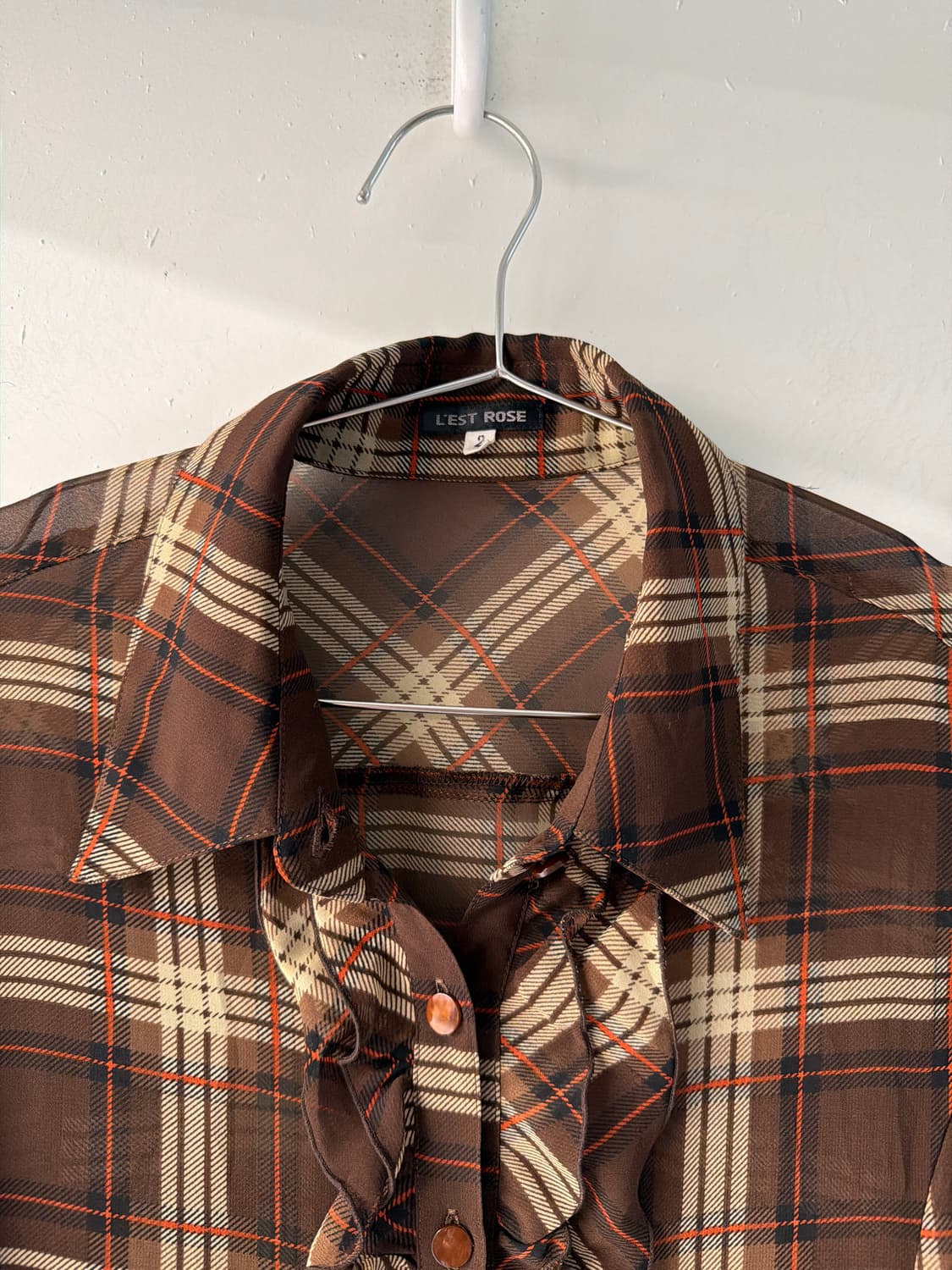 일본빈티지 L’EST ROSE 브라운 시스루 원피스 상품이미지6