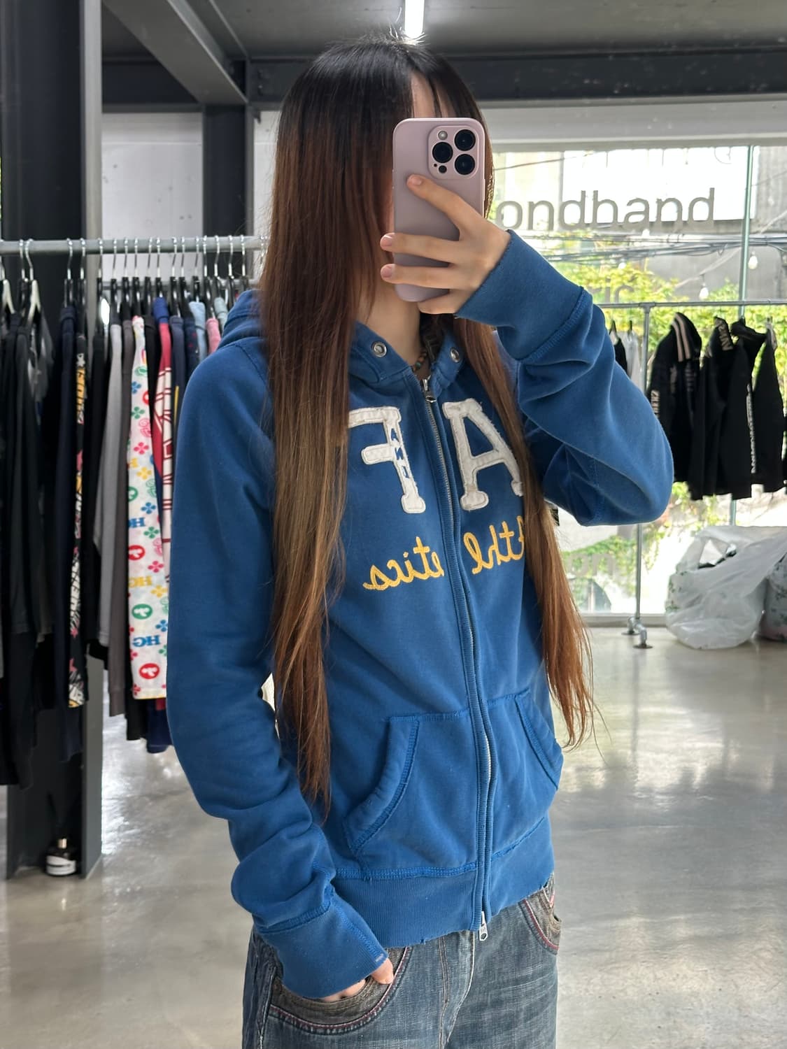 아베크롬비 데미지 투웨이 후드집업 블루 상품이미지3