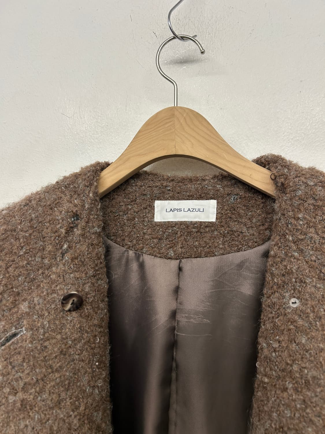 (JPN) Lapis Lazul 후드 롱 코트 브라운 배색 상품이미지5