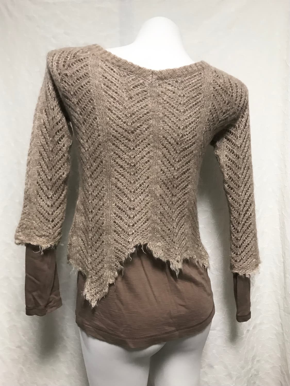 빈티지 y2k 그런지 레이어드 데미지 모헤어 니트 롱슬리브 탑 상품이미지3