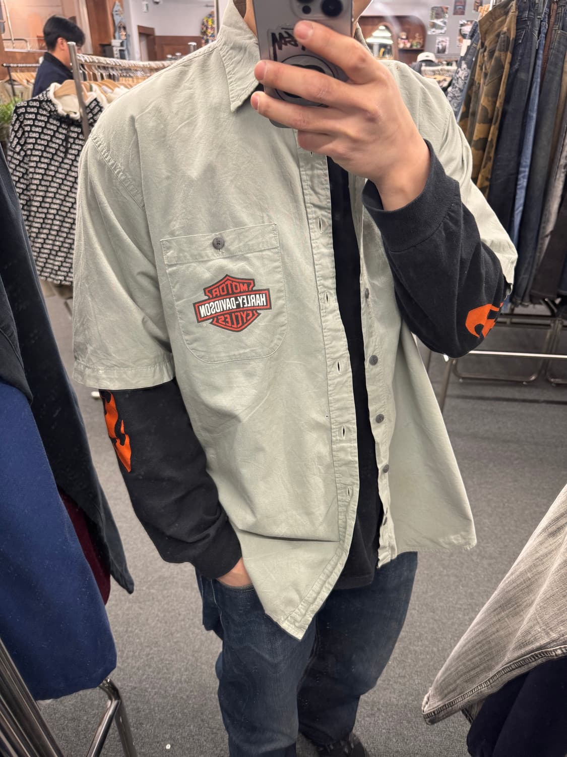 L)할리데이비슨 빈티지 프린팅 반팔셔츠 상품이미지1