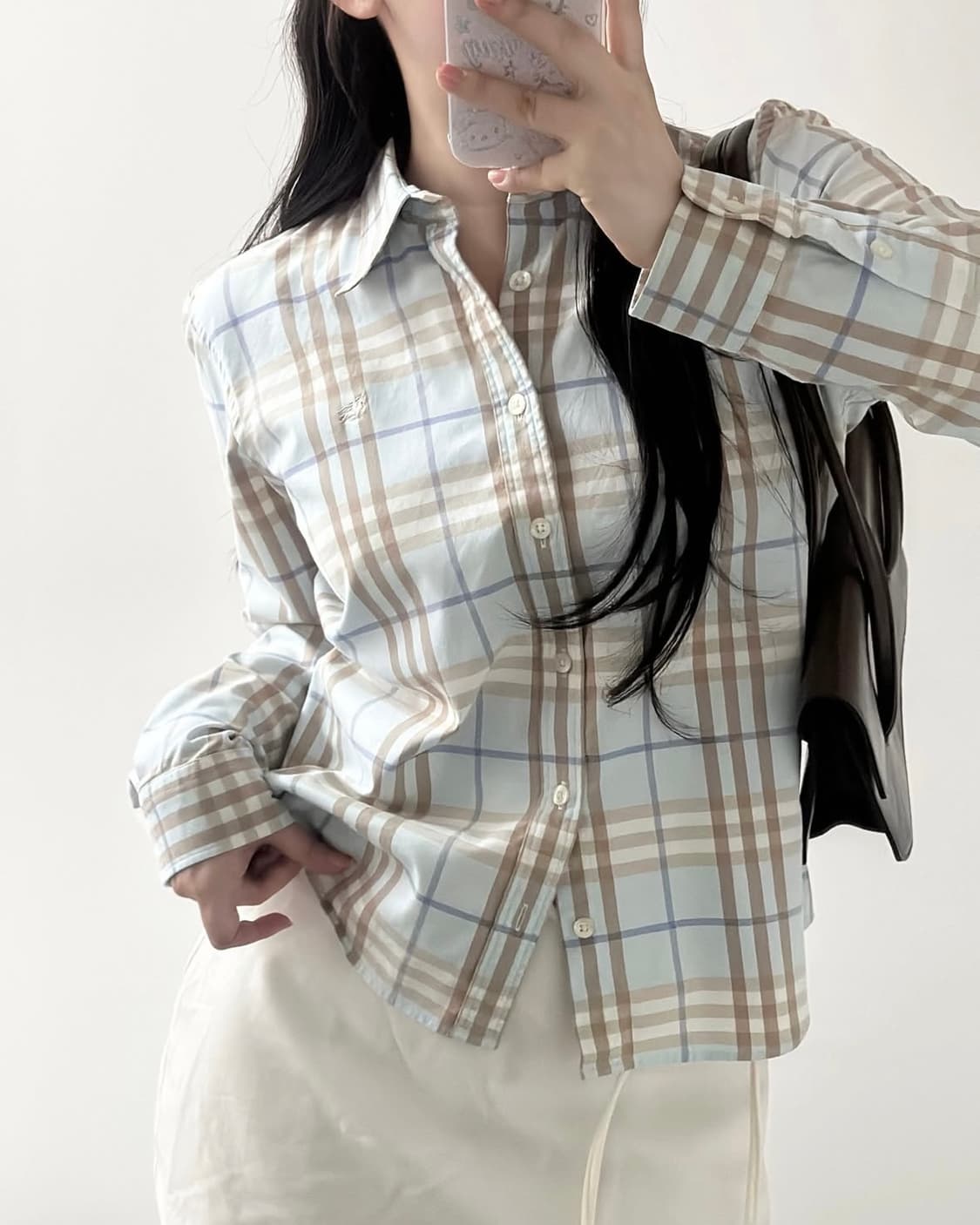 버버리 스카이 노바체크 기마로고 셔츠  상품이미지2