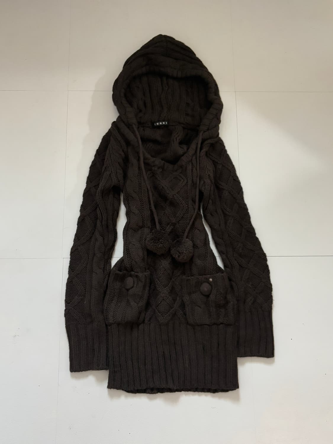 • Brown cable hooded knitwear 상품이미지1