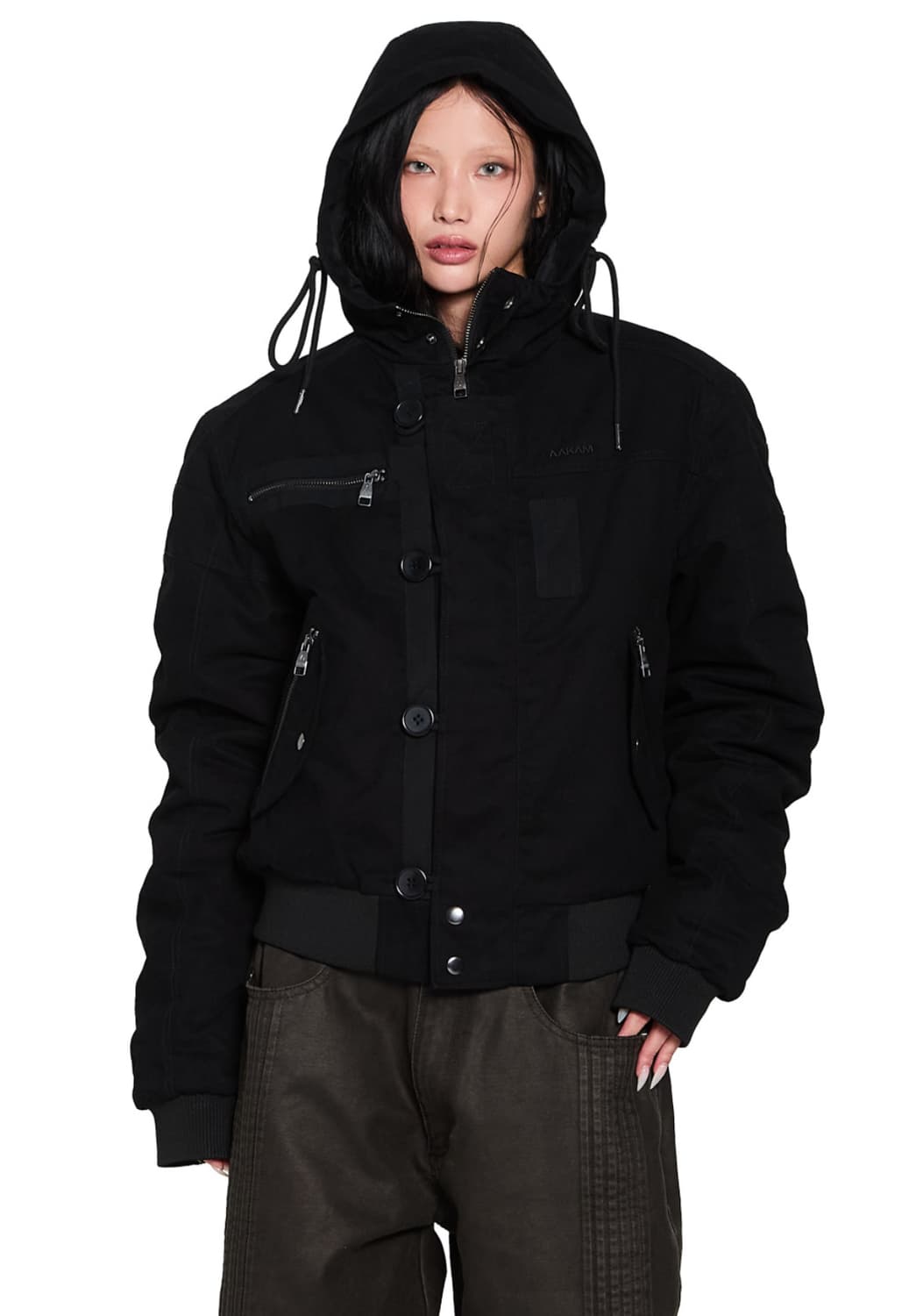 Button Placket Cotton Ma-1 Jacket(Black) 상품이미지2