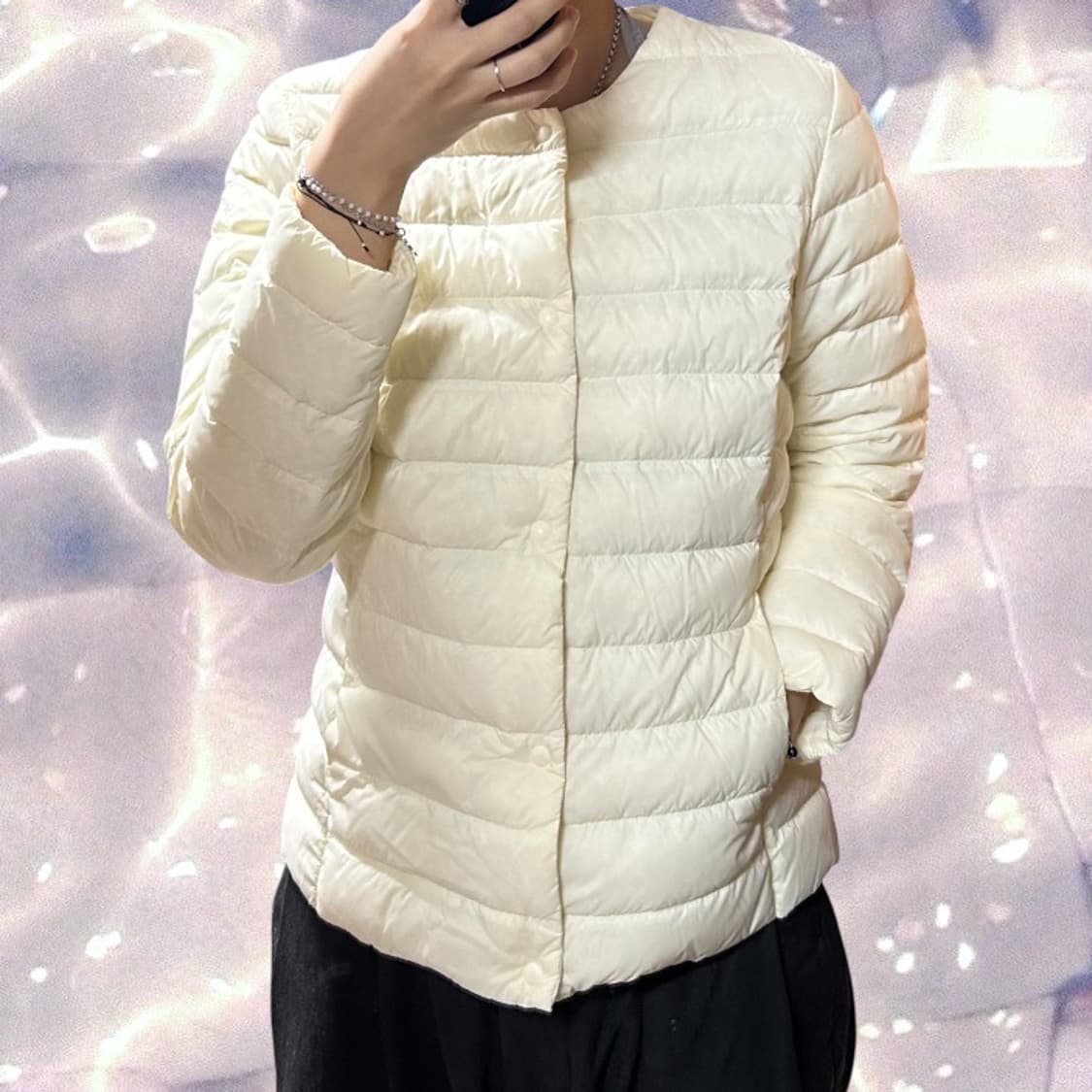 무신사 스탠다드 구스다운 경량패딩 아이보리 화이트 L  상품이미지2