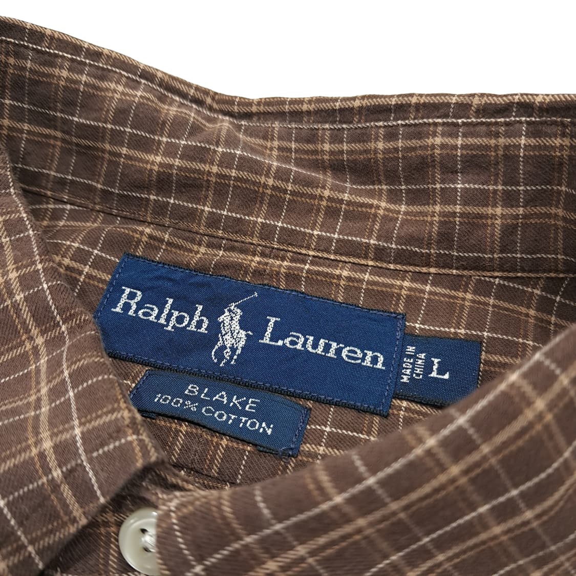 CL507 L 폴로 90s 코튼 블레이크 브라운 태터솔 체크 셔츠 남방 상품이미지3