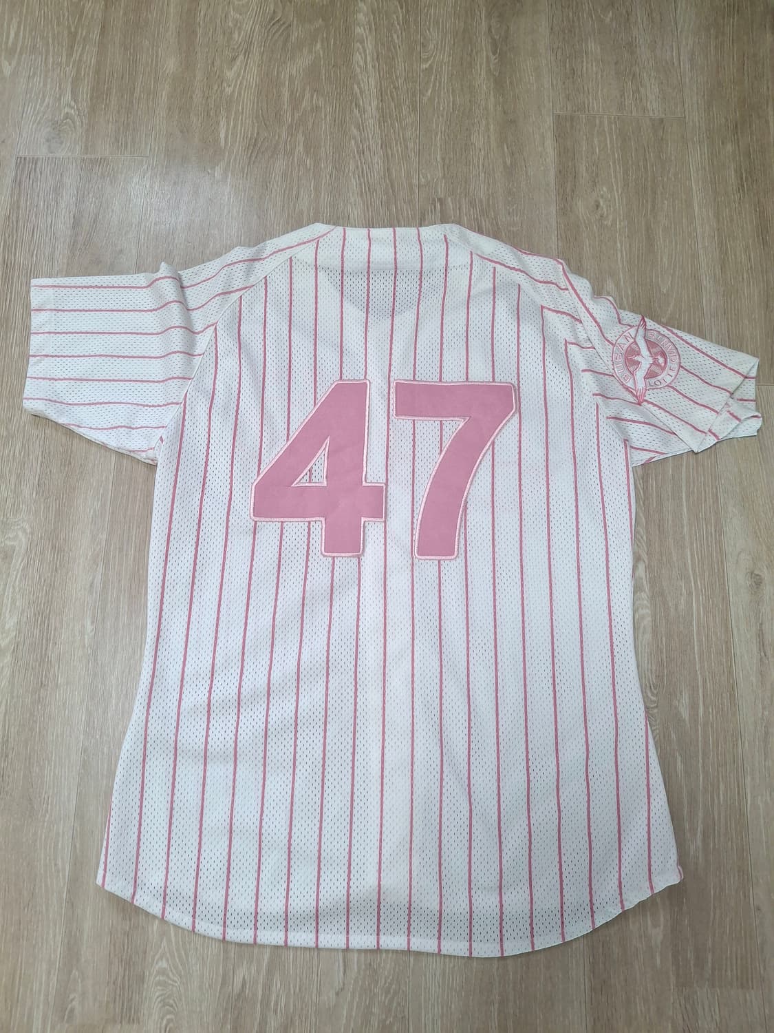 롯데자이언츠 핑크 스트라이프 90사이즈 유니폼(택있는 새상품)  상품이미지2