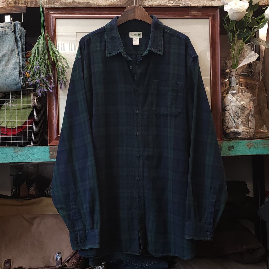 90s 엘엘빈 체크셔츠 플란넬 셔츠 헤비코튼 빅셔츠 블랙와치 xxl 상품이미지1