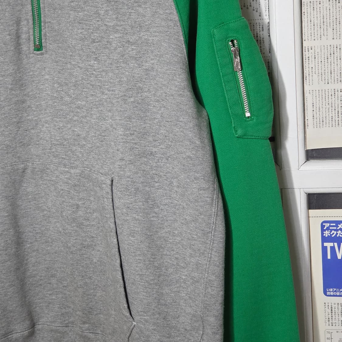 나이키 그린 배색 아노락 반집업 후드티 상품이미지4