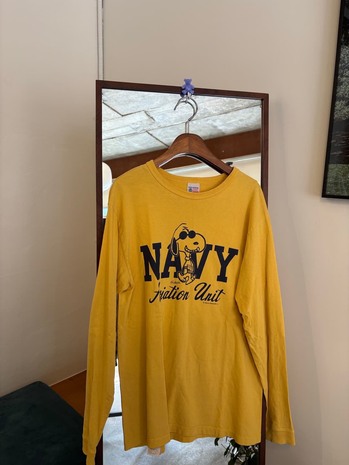 버즈릭슨 스누피 네이비 옐로우 긴팔 티셔츠 상품이미지1