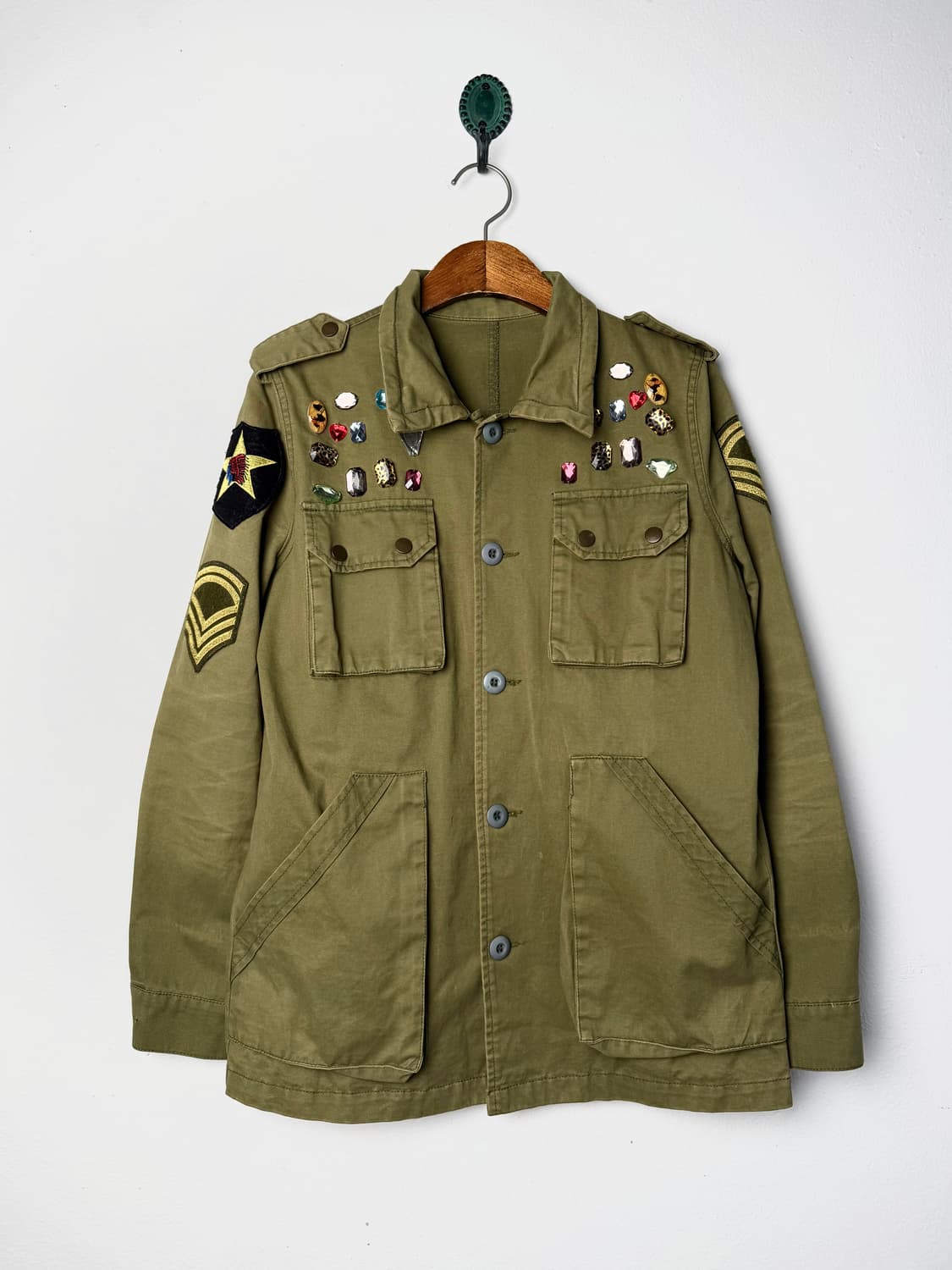 빈티지 주얼리 트리밍 밀리터리 셔츠 상품이미지1