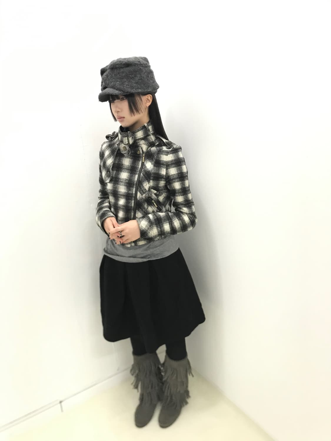 Thick wool pleats winter midi skirt 상품이미지7