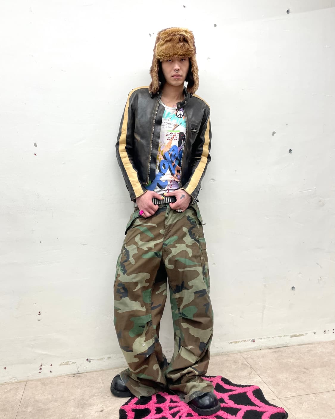 Brown Leather Biker Jacket  상품이미지7