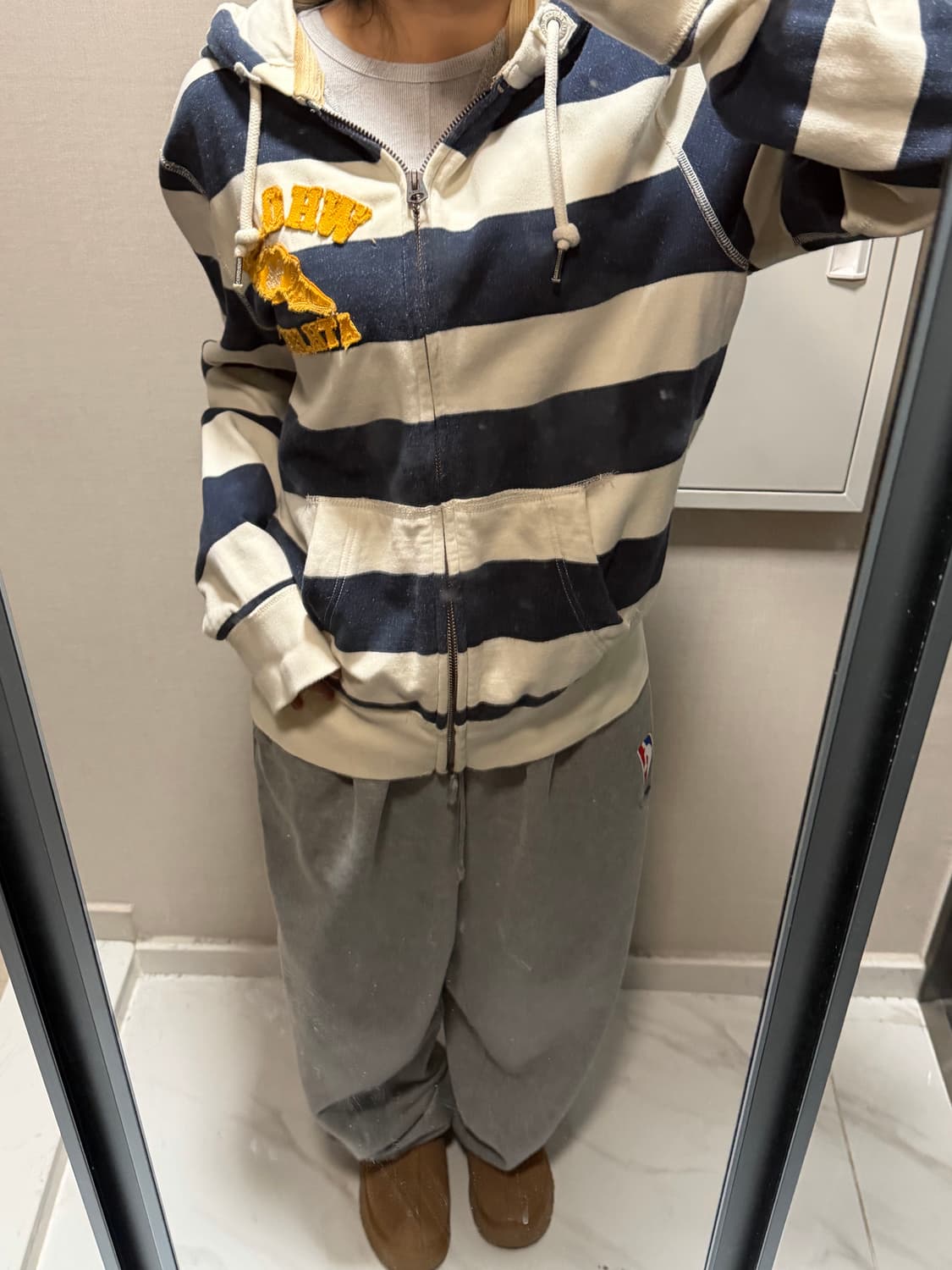 후아유 스트라이프 후드집업 xl 상품이미지1