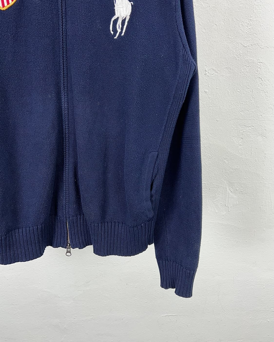 폴로 랄프로렌 네이비 빅 포니 USA 모크 풀집업 니트 자켓 상품이미지5