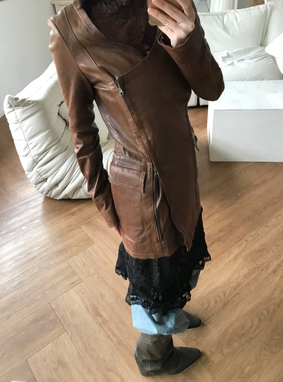 vintage brown leather jacket 상품이미지4