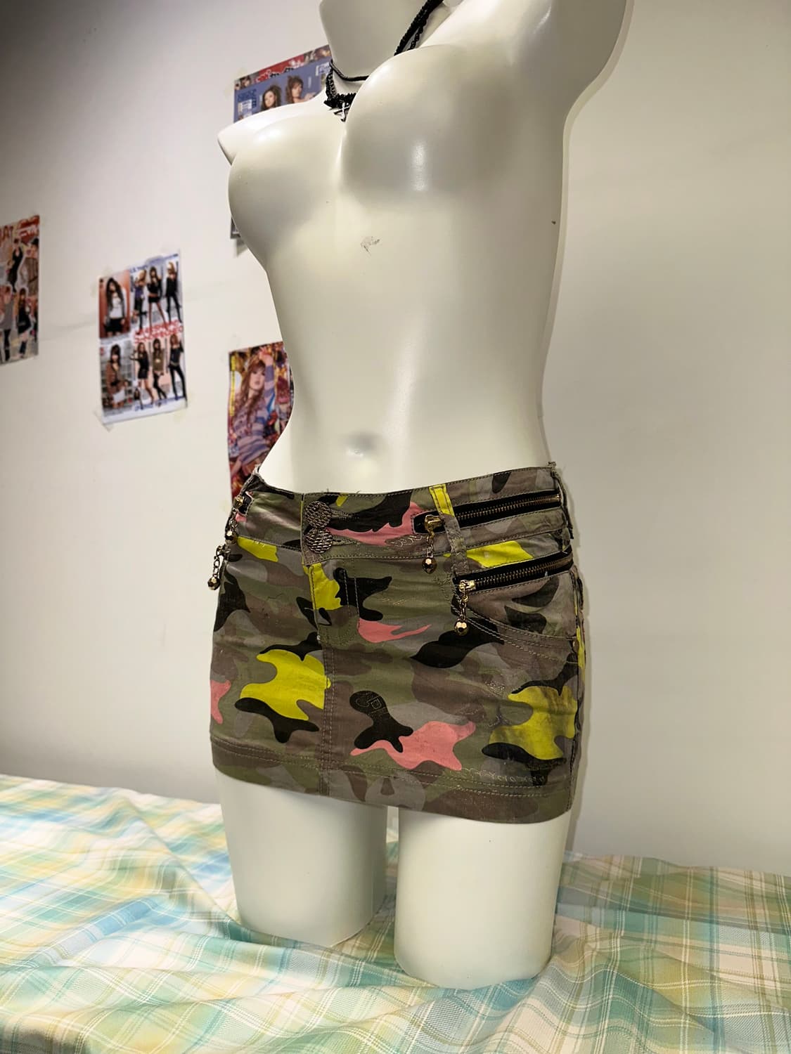 pink camouflage zipper detail skirt 상품이미지3