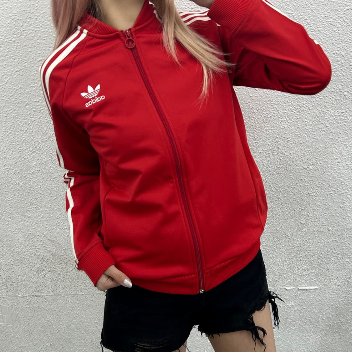 아디다스 화이트라인 레드 트랙탑 L 상품이미지2