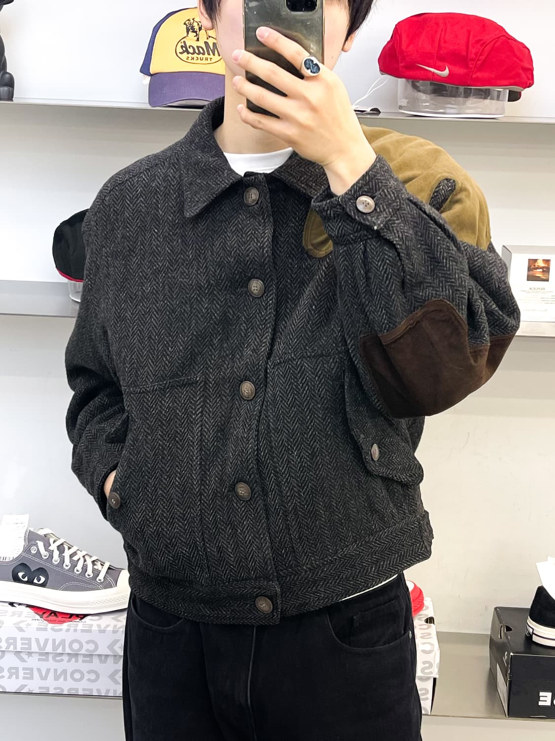 Oaks By 잔프랑코 페레 90s 이태리 스웨이드 레더 울 자켓 상품이미지2