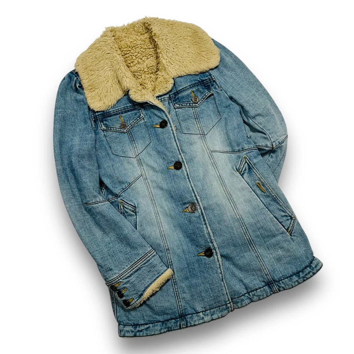 히스테릭 글래머 데님 워시드 슬리브 셰르파 코트 상품이미지1