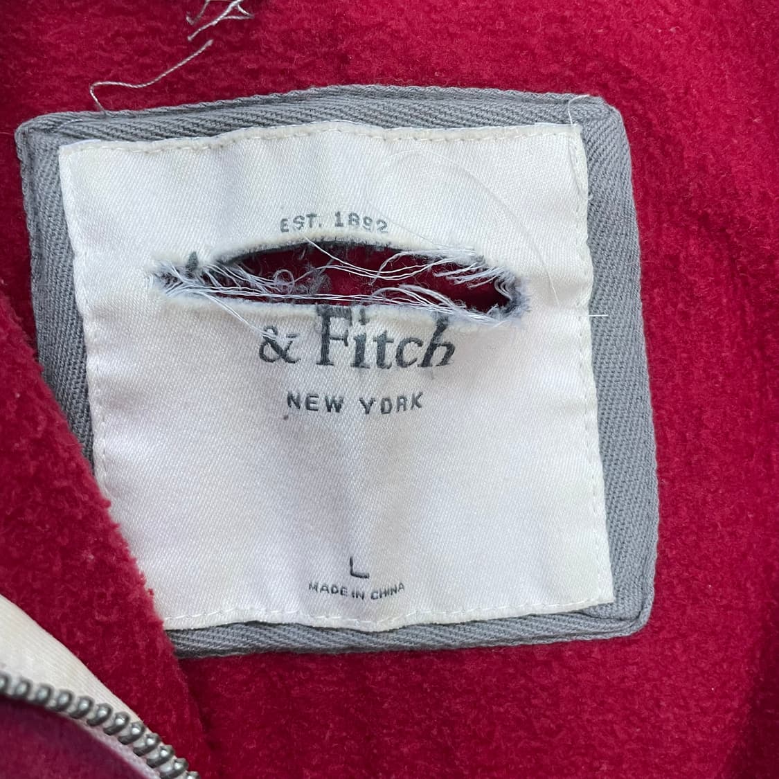 아베크롬비 피치 로고 후드집업 버건디 레드 상품이미지4