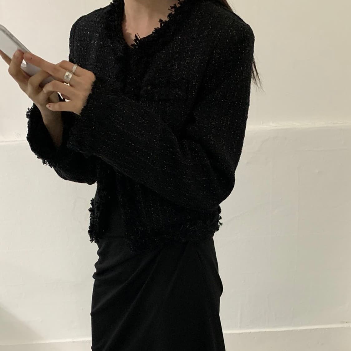 블랙 트위드 자켓 상품이미지3