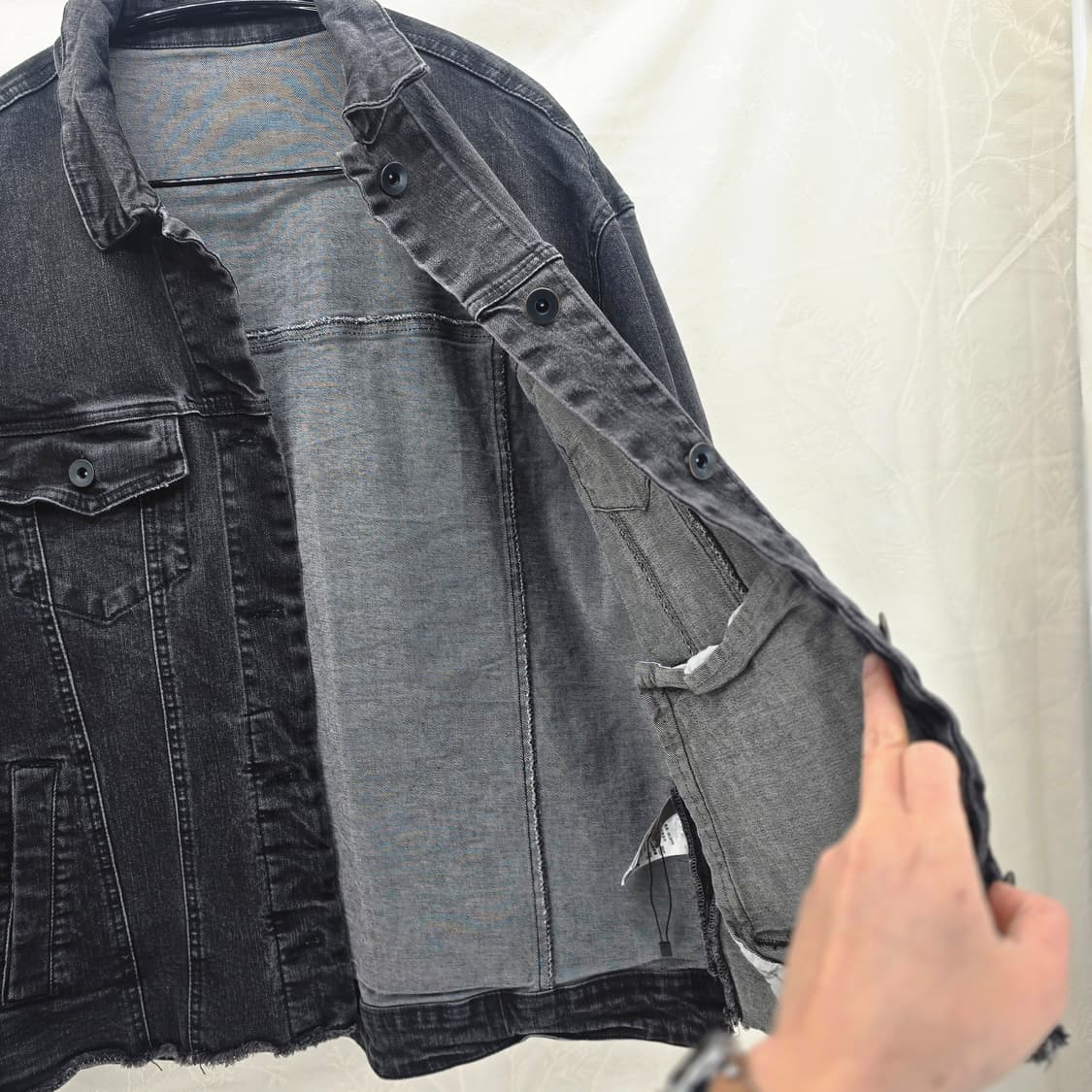 블랙 데님 롱 자켓 77 상품이미지6